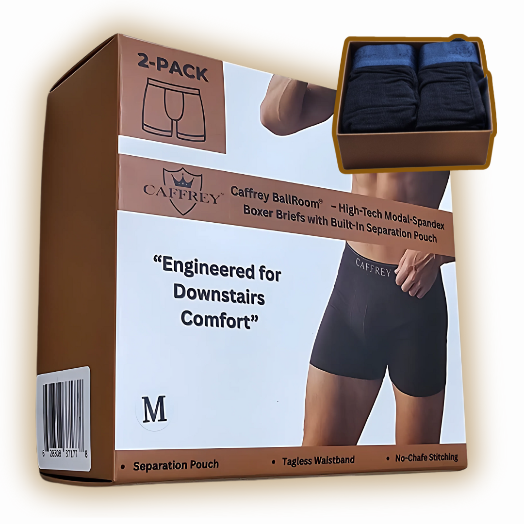 Caffrey Ballroom™ Men’s Modal-Spandex Boxer Briefs – Ultra-Soft, Moisture-Wicking Underwear with Separation Pouch