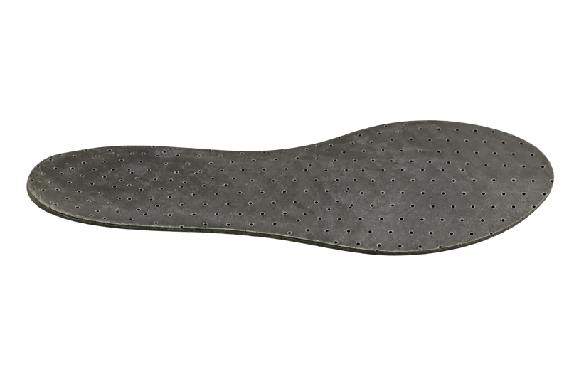 Eleganza Noire shown from the side, with its thin edge and a gentle bend at the heel