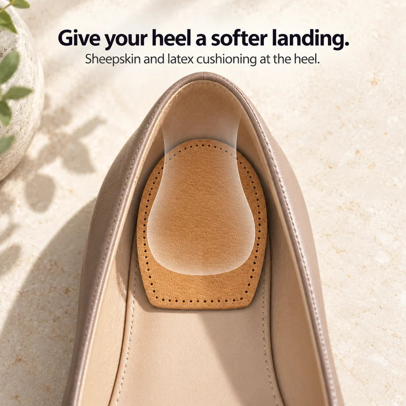 Give your heel a softer landing. Sheepskin and latex cushioning at the heel.