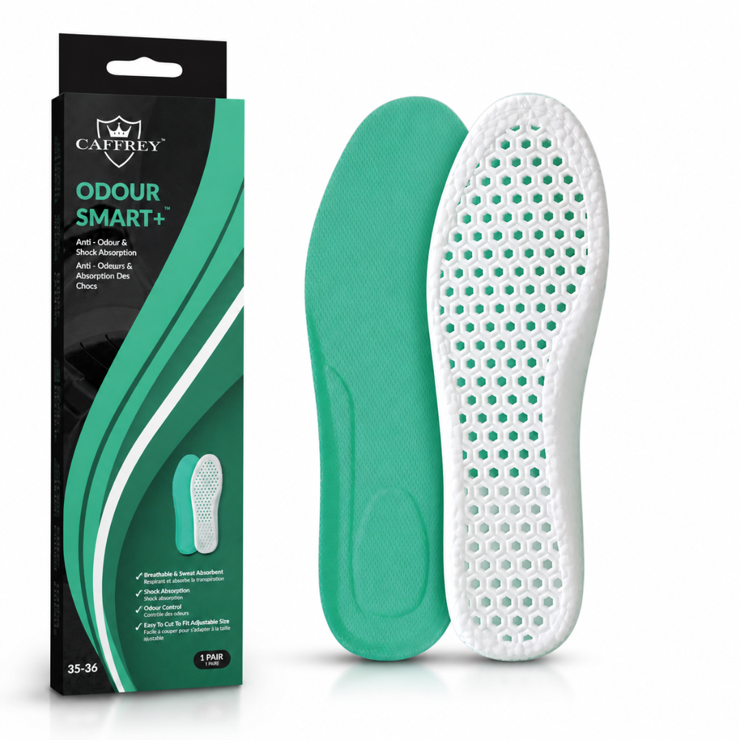 Caffrey Odour Smart Insoles – Cushioned Shoe Inserts with Hexagonal Airflow, Moisture-Wicking & Odour Control