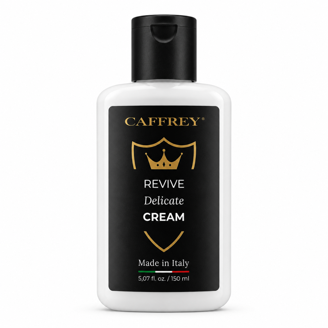 CAFFREY REVIVE Delicate Cream leather cleaner and conditioner, white 150 ml bottle with black flip cap