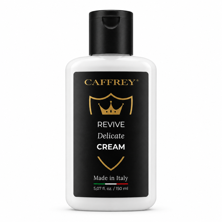 CAFFREY REVIVE Delicate Cream leather cleaner and conditioner, white 150 ml bottle with black flip cap