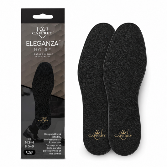 Caffrey Eleganza Noire Premium Sheep Leather Insole – Durable & Elastic, Processed for Softness & Comfort, Expands & Retracts While Walking, High-Grade Leather for Ultimate Foot Support