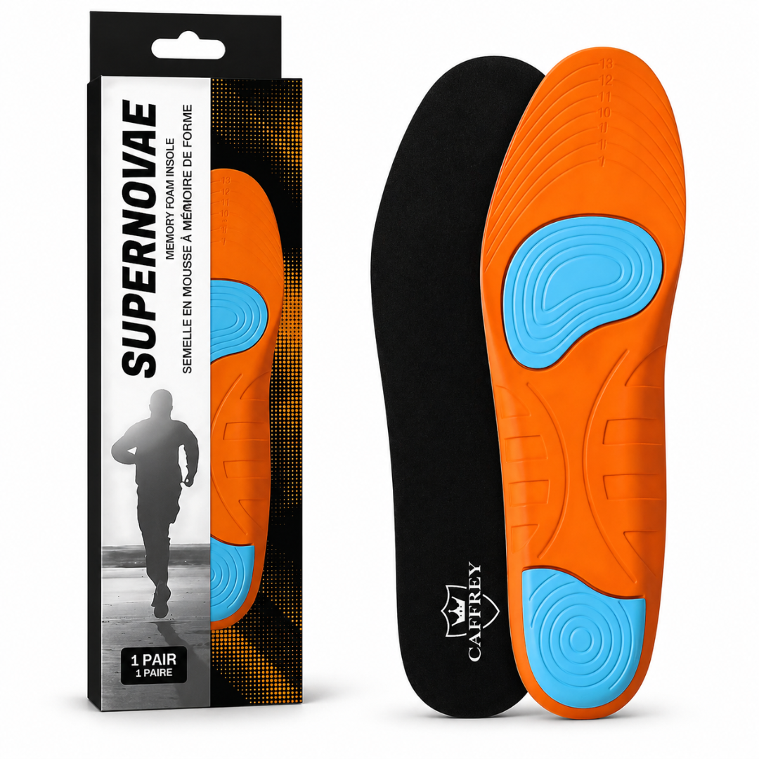 Caffrey Super Novae Memory Blend Insoles - Memory Foam Shoe Inserts for Men Work Boots - Personalized Comfort and Support - Adapts to Foot Shape - Ideal for Men's Shoe Soles - Women's Shoe Inserts