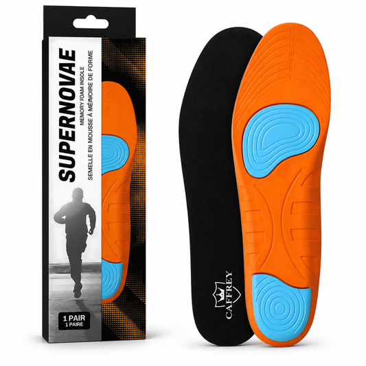 Caffrey Super Novae Memory Blend Insoles - Memory Foam Shoe Inserts for Men Work Boots - Personalized Comfort and Support - Adapts to Foot Shape - Ideal for Men's Shoe Soles - Women's Shoe Inserts