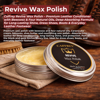 Caffrey Revive Wax Polish – Premium Leather Conditioner with Beeswax & Four Natural Oils, Deep-Absorbing Formula for Long-Lasting Shine, Dress Shoes, Boots & Everyday Leather Footwear