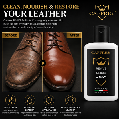 Caffrey Leather Cleaner and Conditioner Cream 150ml – Premium Italian Leather Care for Shoes, Boots, Handbags, Furniture, Sofas, Car Seats & Luggage