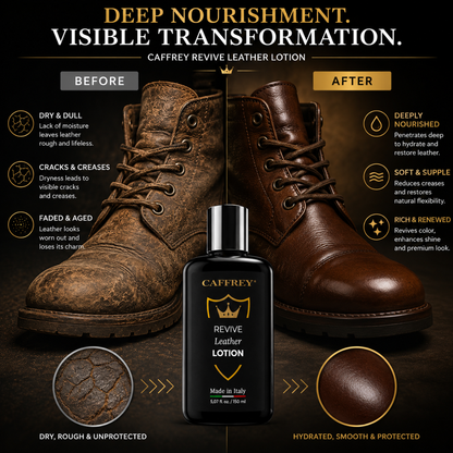 Caffrey Revive Leather Conditioner Lotion 5.07 oz – Premium Italian Leather Conditioner for Furniture, Car Seats, Sofas, Handbags, Shoes, Boots & Jackets