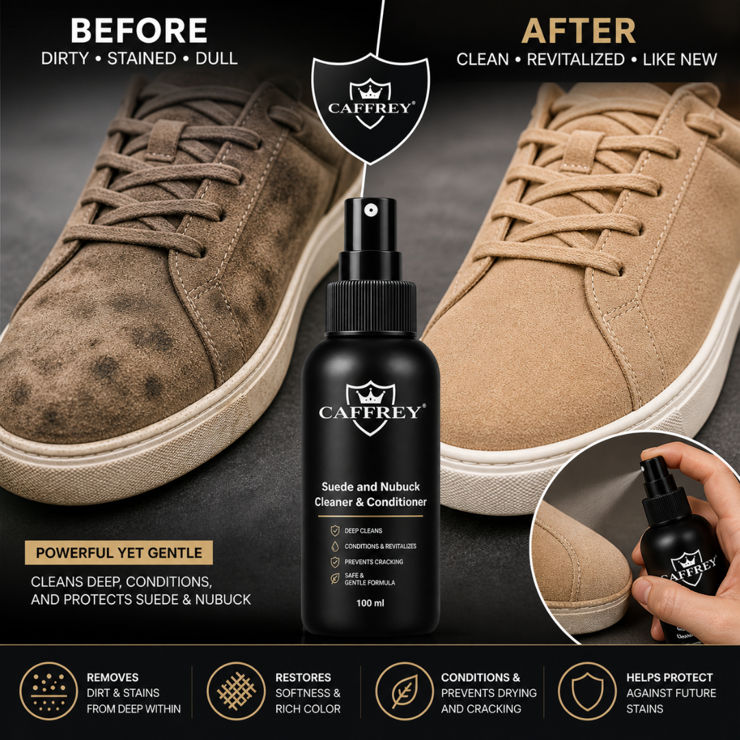 Caffrey Suede Cleaner & conditioner – Specialized Cleaner for Suede & Nubuck, Fiber-Safe Formula, Restores Texture Without Damage