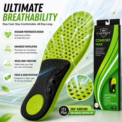 Caffrey Comfort Max Insoles – Lightweight Breathable Arch Support Insoles for All-Day Comfort