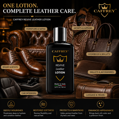 Caffrey Revive Leather Conditioner Lotion 5.07 oz – Premium Italian Leather Conditioner for Furniture, Car Seats, Sofas, Handbags, Shoes, Boots & Jackets