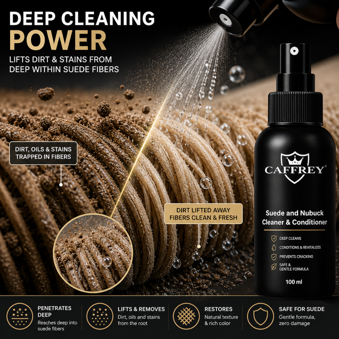 Caffrey Suede Cleaner & conditioner – Specialized Cleaner for Suede & Nubuck, Fiber-Safe Formula, Restores Texture Without Damage