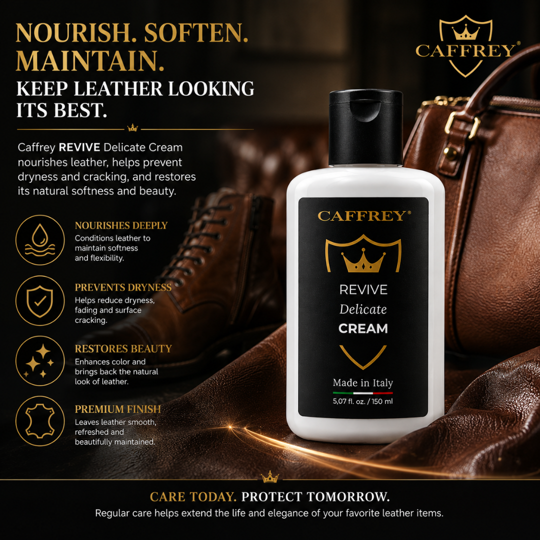Caffrey Leather Cleaner and Conditioner Cream 150ml – Premium Italian Leather Care for Shoes, Boots, Handbags, Furniture, Sofas, Car Seats & Luggage