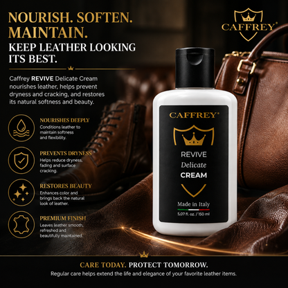 Caffrey Leather Cleaner and Conditioner Cream 150ml – Premium Italian Leather Care for Shoes, Boots, Handbags, Furniture, Sofas, Car Seats & Luggage