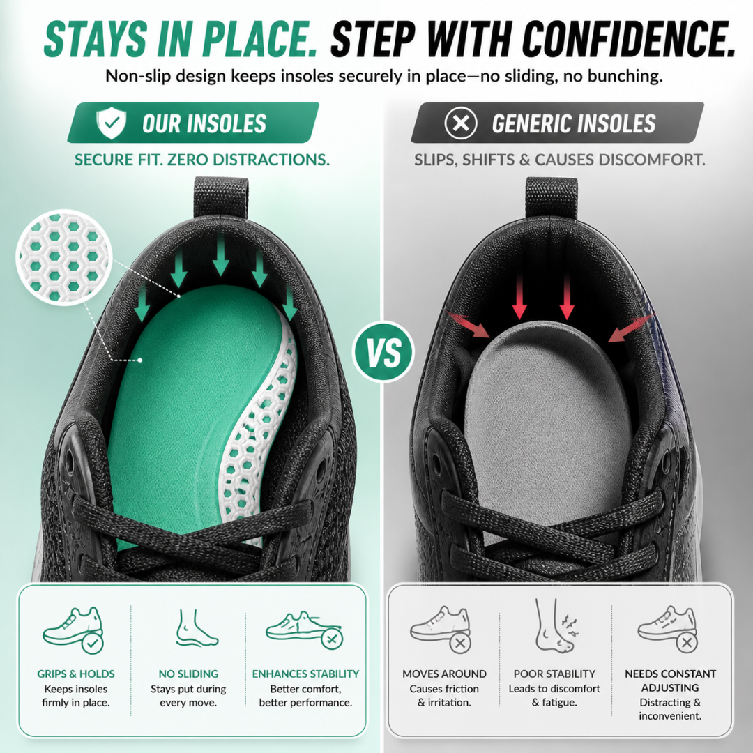 Caffrey Odour Smart Insoles – Cushioned Shoe Inserts with Hexagonal Airflow, Moisture-Wicking & Odour Control