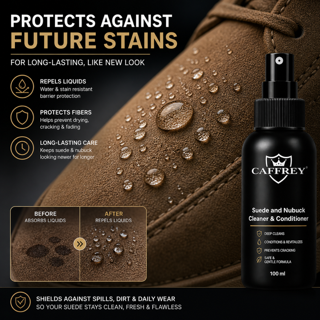 Caffrey Suede Cleaner & conditioner – Specialized Cleaner for Suede & Nubuck, Fiber-Safe Formula, Restores Texture Without Damage