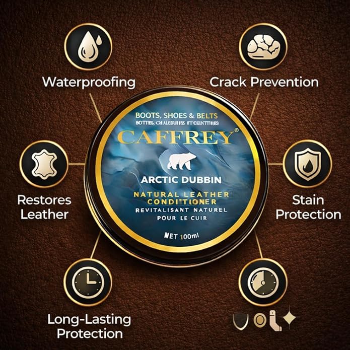 Caffrey Arctic Dubbin – Natural Leather Waterproofing Balm with Oils & Waxes, Weather Protection Without Drying, Leather Conditioning & Odor Prevention