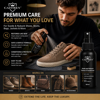 Caffrey Suede Cleaner & conditioner – Specialized Cleaner for Suede & Nubuck, Fiber-Safe Formula, Restores Texture Without Damage