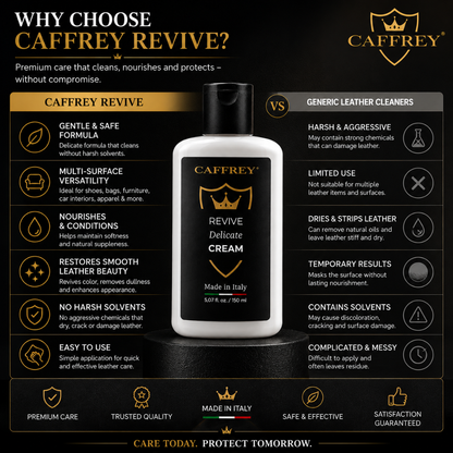 Caffrey Leather Cleaner and Conditioner Cream 150ml – Premium Italian Leather Care for Shoes, Boots, Handbags, Furniture, Sofas, Car Seats & Luggage