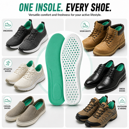 Caffrey Odour Smart Insoles – Cushioned Shoe Inserts with Hexagonal Airflow, Moisture-Wicking & Odour Control