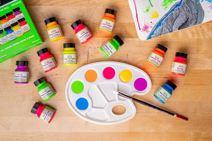 Angelus Neon Leather Paint Kit – 12 Bright Colors (1 oz Bottles)