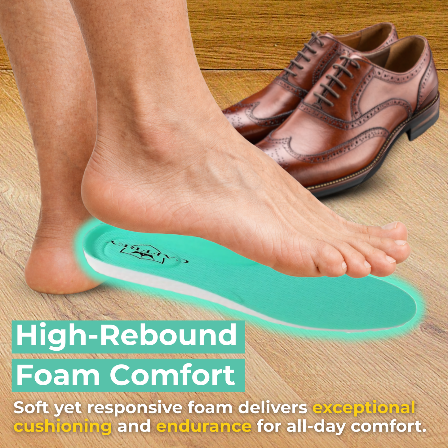 Caffrey Odour Smart Insoles – Cushioned Shoe Inserts with Hexagonal Airflow, Moisture-Wicking & Odour Control