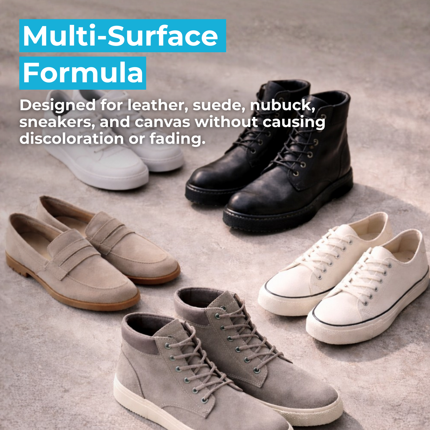 Caffrey Premium Shoe Cleaning Kit – Multi-Surface Leather, Suede & Sneaker Cleaner with Brush, Cleaning Solution & Cloth, Non-Discoloring Formula Safe for White Shoes