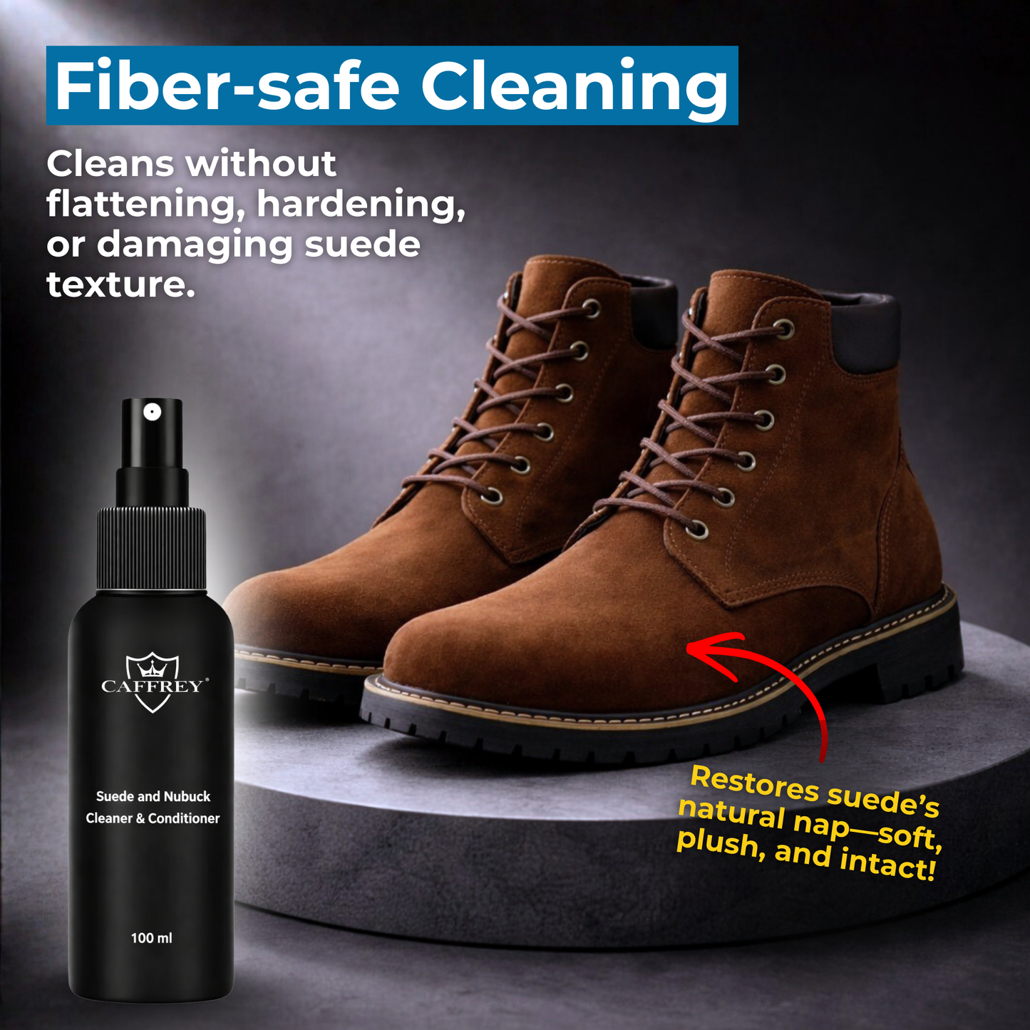 Caffrey Suede Cleaner & conditioner – Specialized Cleaner for Suede & Nubuck, Fiber-Safe Formula, Restores Texture Without Damage