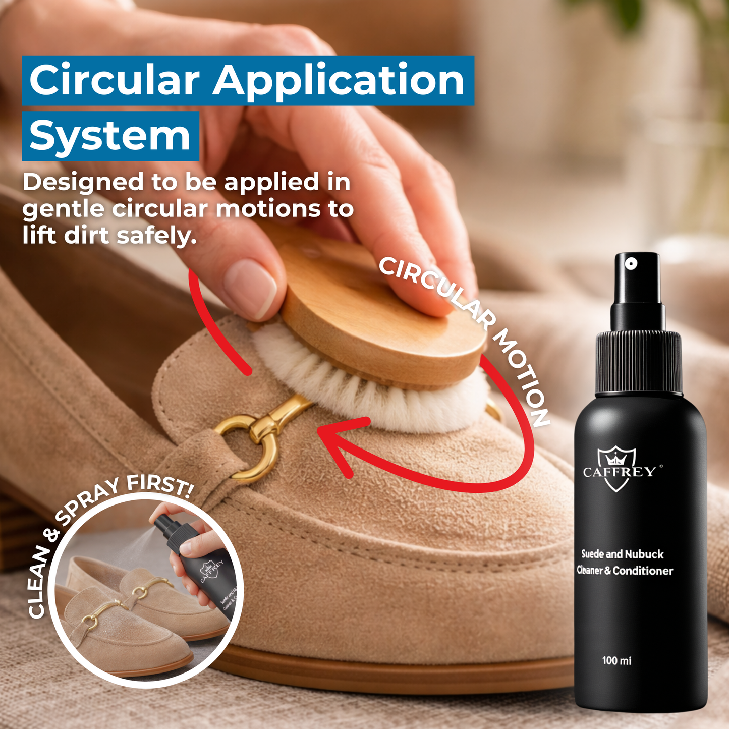 Caffrey Suede Cleaner & conditioner – Specialized Cleaner for Suede & Nubuck, Fiber-Safe Formula, Restores Texture Without Damage