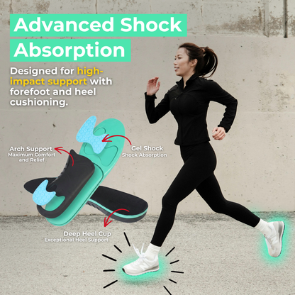 Caffrey Walk On Air Insoles – Shock Absorbing Arch Support Insoles with High-Rebound Foam & Gel Cushioning, Plantar Fasciitis & All-Day Standing Support