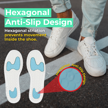 Caffrey Walk On Air Insoles – Shock Absorbing Arch Support Insoles with High-Rebound Foam & Gel Cushioning, Plantar Fasciitis & All-Day Standing Support