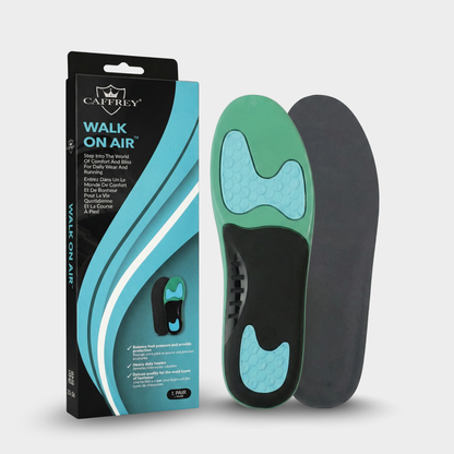 Caffrey Walk On Air Insoles – Shock Absorbing Arch Support Insoles with High-Rebound Foam & Gel Cushioning, Plantar Fasciitis & All-Day Standing Support