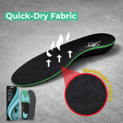 Caffrey Walk On Air Insoles – Shock Absorbing Arch Support Insoles with High-Rebound Foam & Gel Cushioning, Plantar Fasciitis & All-Day Standing Support