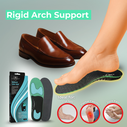 Caffrey Walk On Air Insoles – Shock Absorbing Arch Support Insoles with High-Rebound Foam & Gel Cushioning, Plantar Fasciitis & All-Day Standing Support