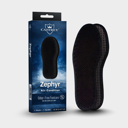 Caffrey ZEPHYR Air Condition Insoles – Ultra-Thin Breathable Dress Shoe Insoles with Carbon-Treated Layer, Airflow Cooling System, Odor Control, Non-Slip Mesh & Dimple Design, Lightweight Summer Comfort