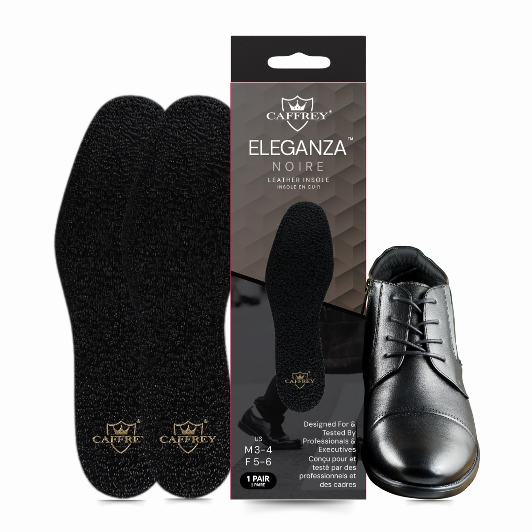 Caffrey Eleganza Noire Premium Sheep Leather Insole – Durable & Elastic, Processed for Softness & Comfort, Expands & Retracts While Walking, High-Grade Leather for Ultimate Foot Support