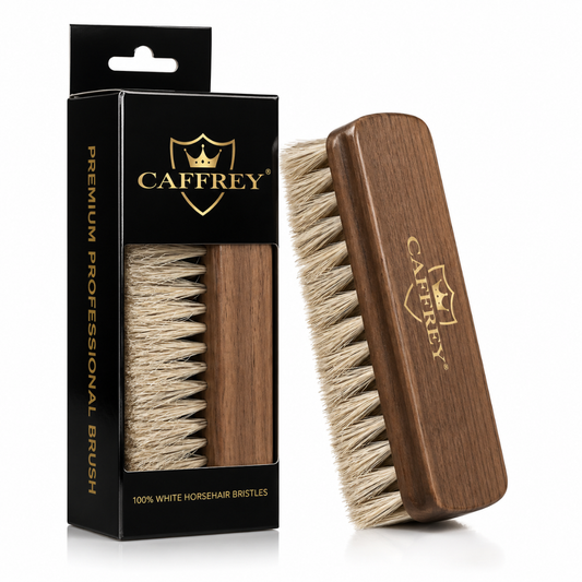 Caffrey Premium Horsehair Shoe Brush — Polish Applicator & Leather Cleaner