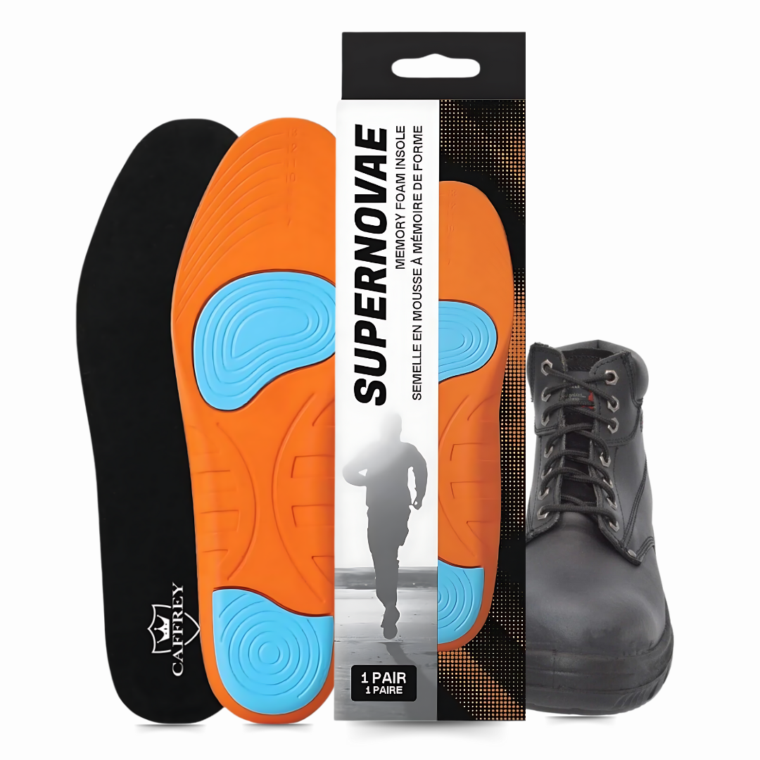 Caffrey Super Novae Memory Blend Insoles - Memory Foam Shoe Inserts for Men Work Boots - Personalized Comfort and Support - Adapts to Foot Shape - Ideal for Men's Shoe Soles - Women's Shoe Inserts