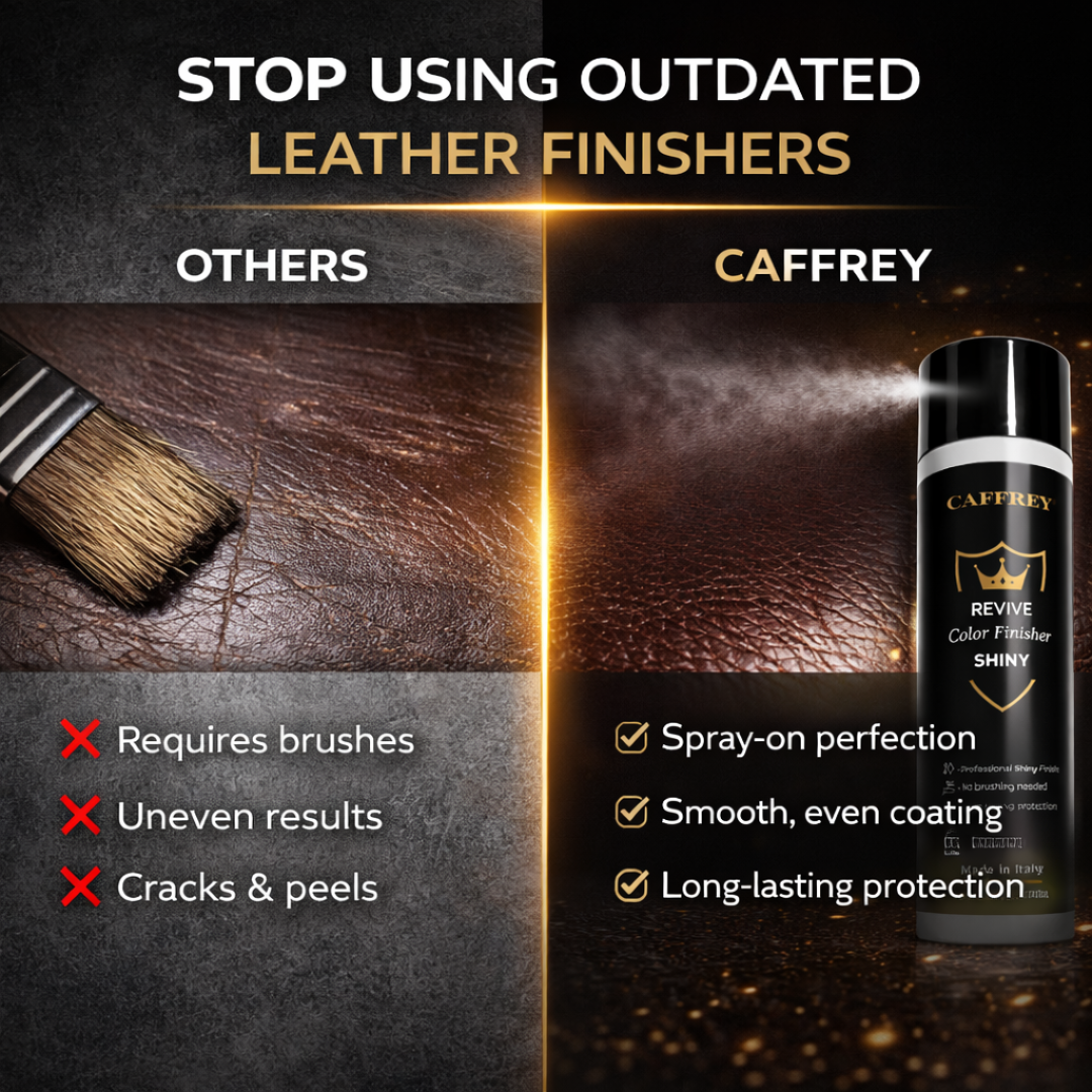 Caffrey Revive Leather Finisher Spray 250ml – Clear Top Coat Sealer for Leather Paint & Dye | Matte or Gloss Finish | Shoes, Bags, Car Seats | Made in Italy