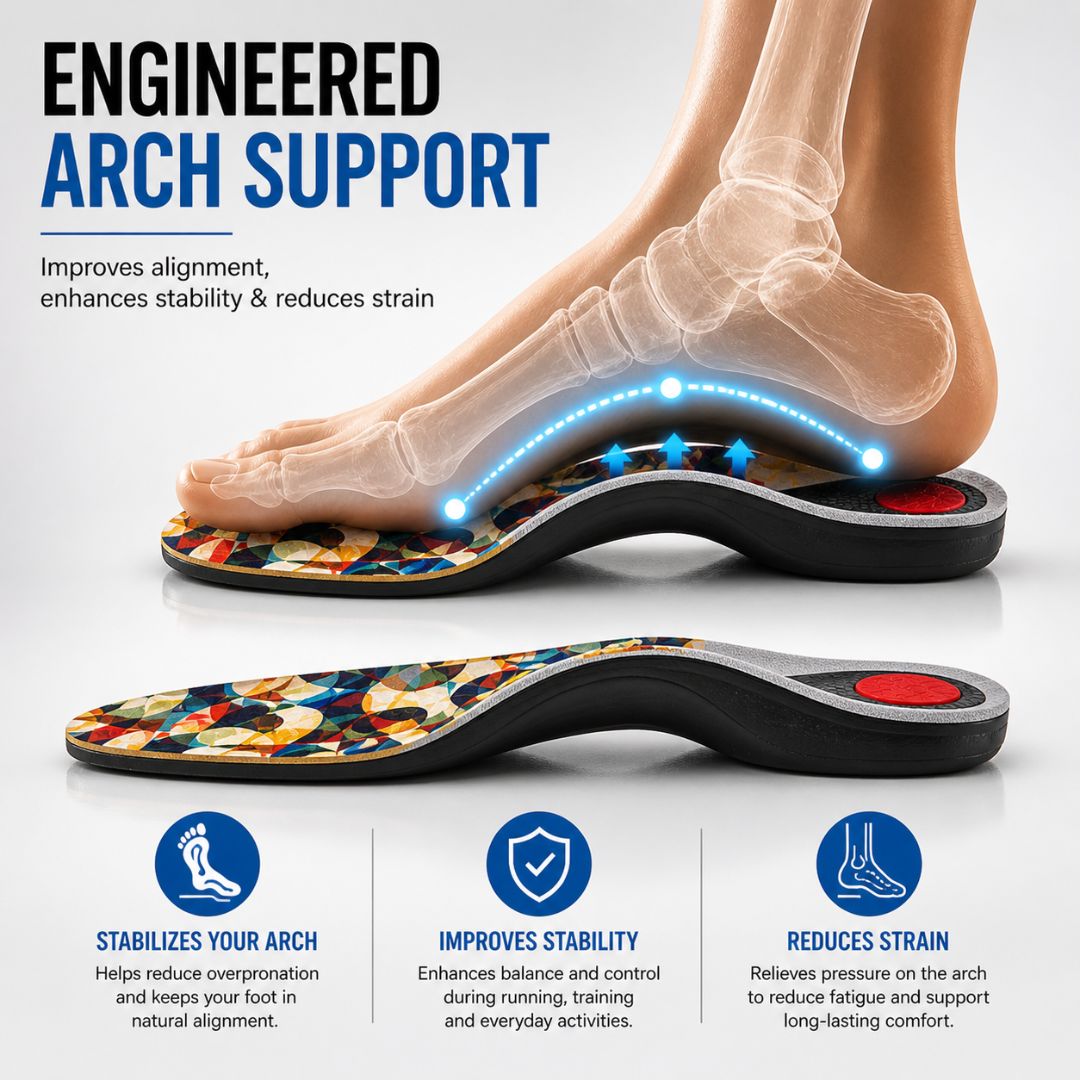 Caffrey Sprint Sports Insoles — Arch Support & Metatarsal Relief for Running, Training & All-Day Wear