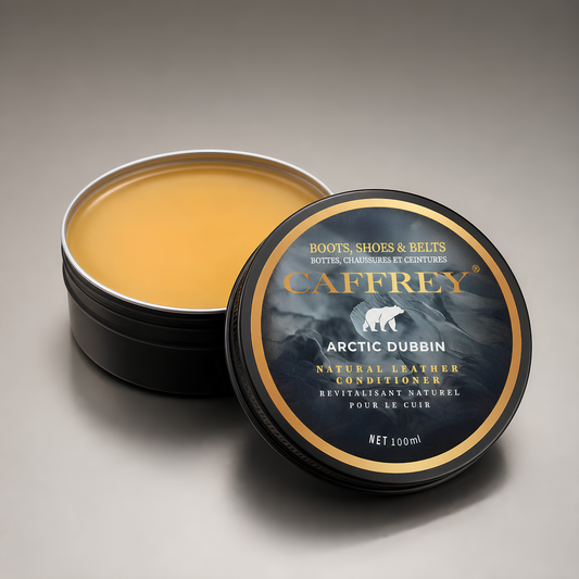 CAFFREY Arctic Dubbin 100 ml natural leather conditioner with its polar-bear lid and amber balm