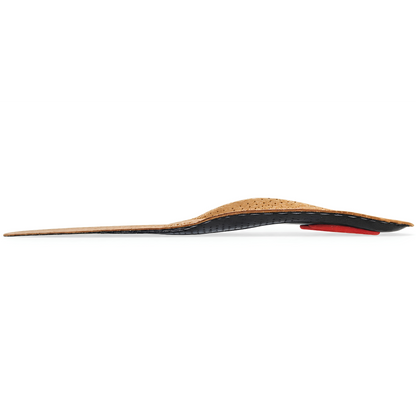 CAFFREY ARPEGGIO leather insole side profile showing raised arch support, a slim forefoot and red heel cushioning