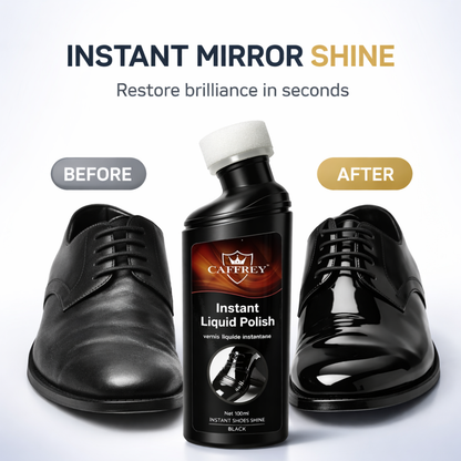 Caffrey Liquid Shoe Polish with Sponge Applicator – Instant Shine & Leather Conditioner for Shoes, Boots & Bags – Quick Dry, Eco-Friendly, Non-Toxic Formula – 100ml