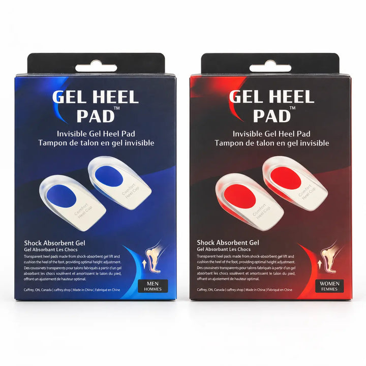Blue Men and red Women CAFFREY Gel Heel Pad retail packaging