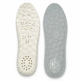 CAFFREY Vital Step pair: white perforated underside beside grey CAFFREY fabric upper