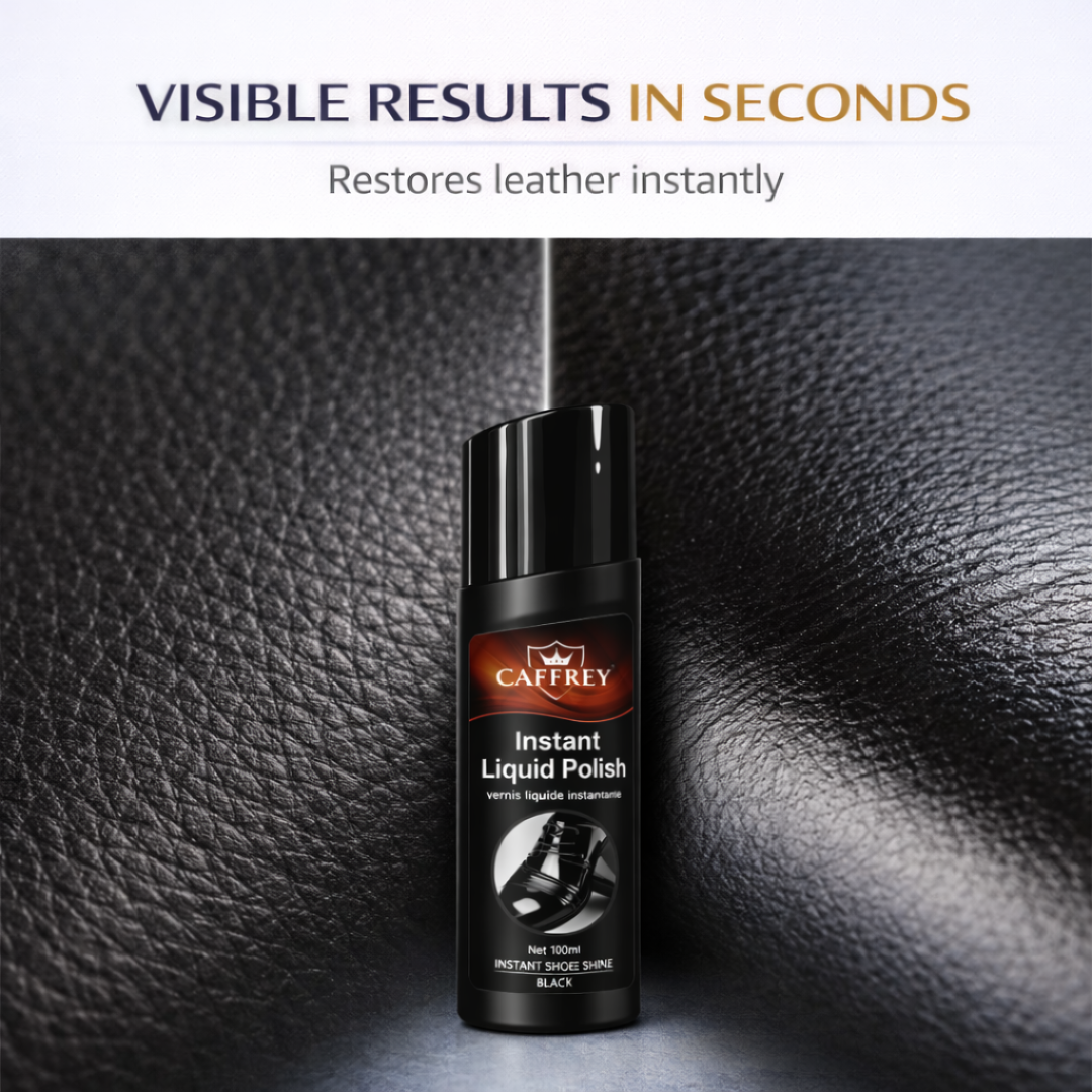 Caffrey Liquid Shoe Polish with Sponge Applicator – Instant Shine & Leather Conditioner for Shoes, Boots & Bags – Quick Dry, Eco-Friendly, Non-Toxic Formula – 100ml