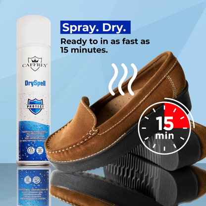 Caffrey DrySpell — All-Purpose Water & Stain Protector Spray, Fabric, Leather, Suede, Canvas, Shoes, Jackets, Car Seats, Long-Lasting Waterproofing & Anti-Stain Protection (24-Hour Shield) 300ml