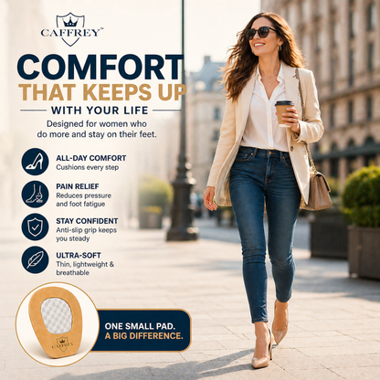 Caffrey Cortona Ball of Foot Cushions for Heels & Sandals – Anti-Slip Shoe Pads for Pain Relief & Comfort