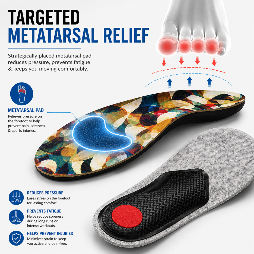 Caffrey Sprint Sports Insoles — Arch Support & Metatarsal Relief for Running, Training & All-Day Wear