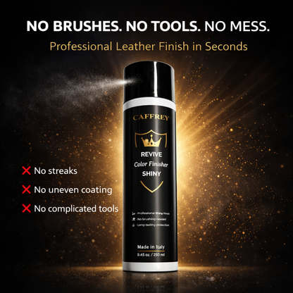 Caffrey Revive Leather Finisher Spray 250ml – Clear Top Coat Sealer for Leather Paint & Dye | Matte or Gloss Finish | Shoes, Bags, Car Seats | Made in Italy